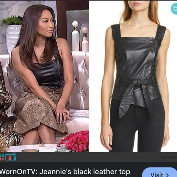 Nanushka Leather top soft black square neck vegan faux sz XS/S sz 4/6 - Picture 4 of 11